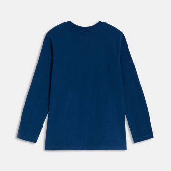 تيشيرت مزين برسالة باللون الأزرق الداكن للأولاد.